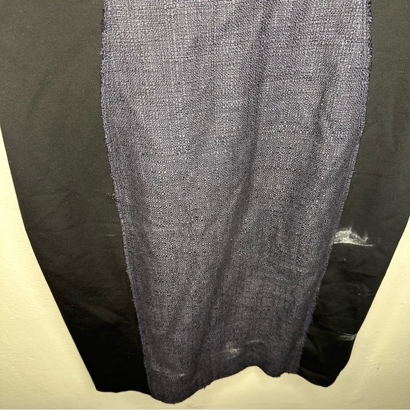 NWT ELIE TAHARI Patchwork Textured Colorblock Black & Grey Zipped MIDI Dress 16 - Picture 5 of 14
